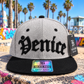 Venice Snapback Hat Heather Gray wtih Black Letters