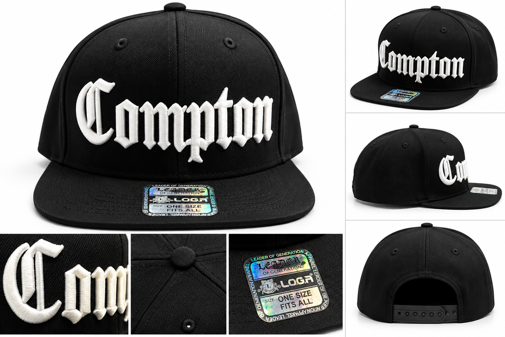 Compton Snapback Hat Black and White