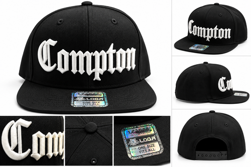 Compton Snapback Hat Black and White
