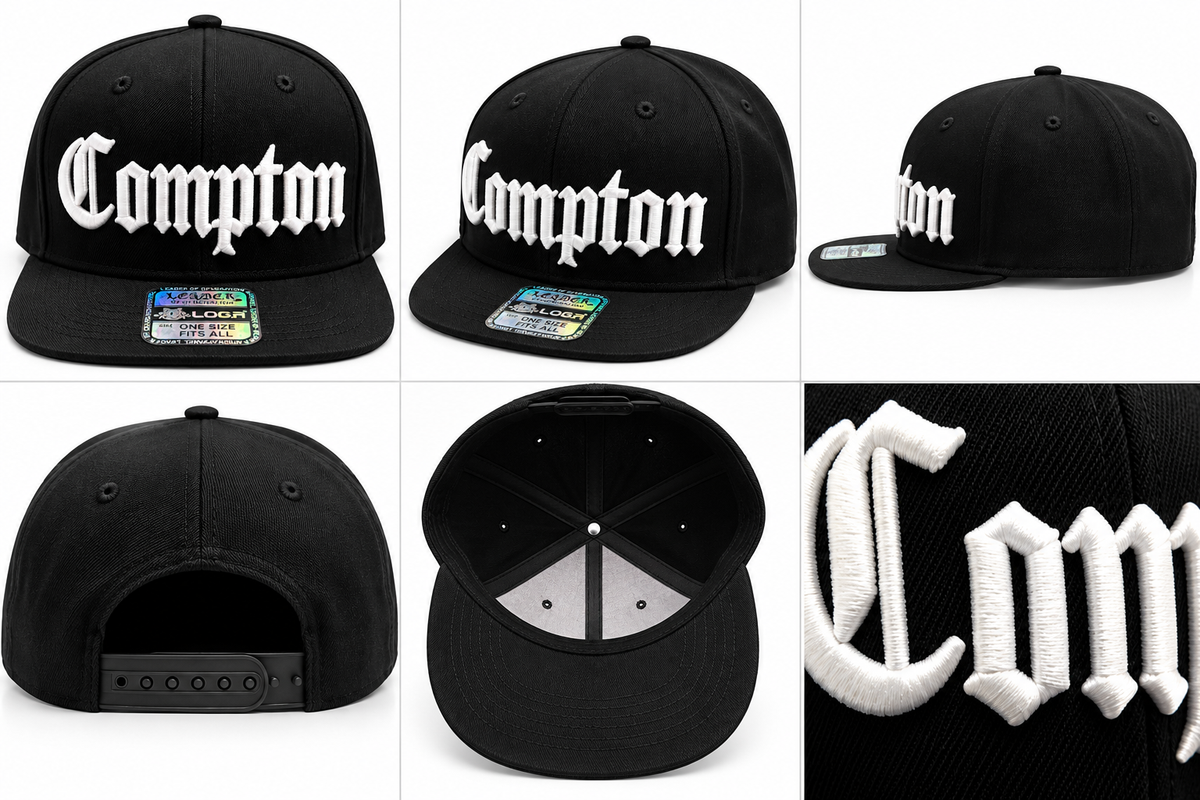Compton Snapback Hat Black and White