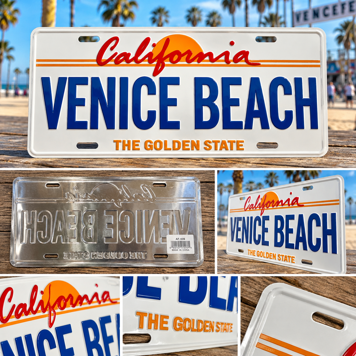 Venice Beach California Metal License Plate – Embossed Souvenir Wall Sign