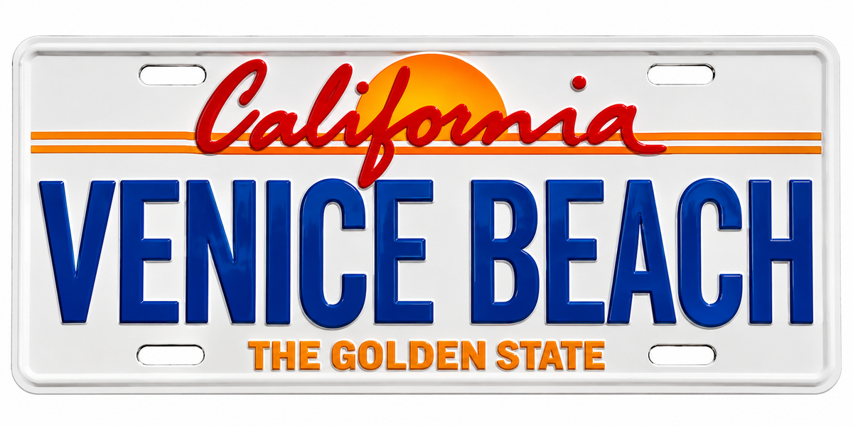Venice Beach California Metal License Plate – Embossed Souvenir Wall Sign